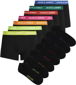 Jack&Jones 7 PACK - pánske boxerky a ponožky JACSOLID 12241117 Black S