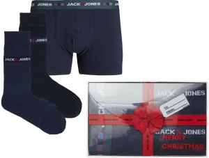 Jack&Jones Pánska darčeková sada - boxerky a ponožky JACDNA 12247659 Navy Blazer M
