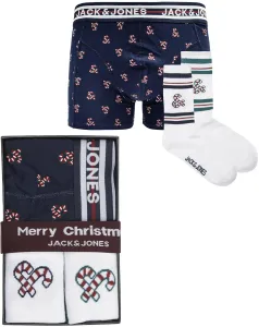 Jack & Jones Christmas Set of Men's Boxer Shorts and Two Pairs of Socks in White and Dark Mo - Men's #8169964