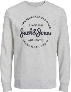 Jack&Jones Pánska mikina JJFOREST Standard Fit 12248002 White Melange S