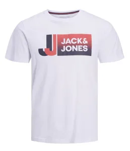 Jack&Jones Pánske tričko JCOLOGAN Stan dard Fit 12228078 White L