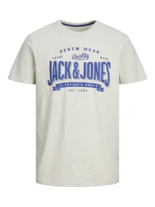 Jack&Jones Pánske tričko JJELOGO Standard Fit 12238252 White Melange L