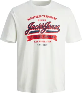 Jack&Jones Pánske tričko JJELOGO Standard Fit 12246690 Cloud Dancer S