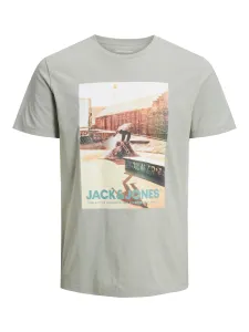 Jack&Jones Pánske tričko JJGEM Regular Fit 12221007 Wrought Iron M