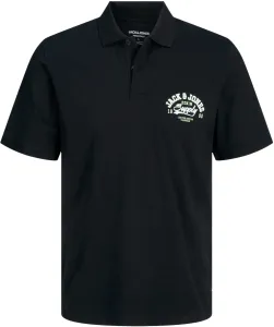 Jack&Jones PLUS Pánske polo tričko JJELOGO Slim Fit 12250628 Black 5XL