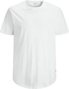 Jack&Jones PLUS Pánske tričko JJENOA Long Line Fit 12184933 White 8XL