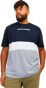 Jack&Jones PLUS Pánske tričko JJEREID Regular Fit 12243653 Navy Blazer 5XL