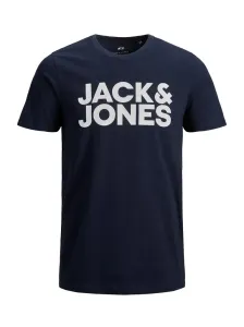 Jack&Jones PLUS Pánske tričko JJELOGO Regular Fit 12158505 Navy Blazer 5XL #8906631