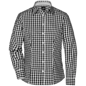 James & Nicholson Dámska kockovaná košeľa JN616 - Čierna / biela | XS #1390288