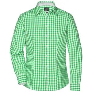 James & Nicholson Dámska kockovaná košeľa JN616 - Zelená / biela | XXL #1390329