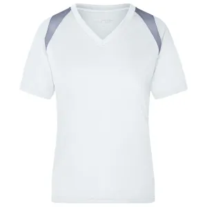 James & Nicholson Dámske bežecké tričko s krátkym rukávom JN396 - Biela / strieborná | M
