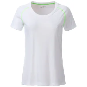 James & Nicholson Dámske funkčné tričko JN495 - Bielo-žiarivo zelená | M
