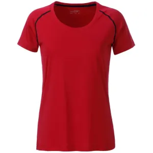 James & Nicholson Dámske funkčné tričko JN495 - Červená / čierna | S #1390614