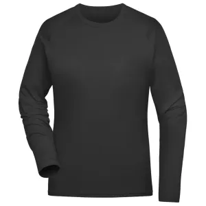 James & Nicholson Dámske funkčné tričko s dlhým rukávom JN521 - Čierna | XL