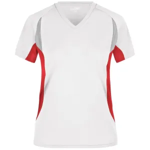 James & Nicholson Dámske funkčné tričko s krátkym rukávom JN390 - Biela / červená | S #1389497