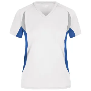 James & Nicholson Dámske funkčné tričko s krátkym rukávom JN390 - Biela / kráľovská modrá | M #1389500