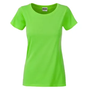 James & Nicholson Klasické dámske tričko z biobavlny 8007 - Limetkovo zelená | XL