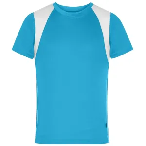 James & Nicholson Detské športové tričko s krátkym rukávom JN397k - Tyrkysová / biela | L #1389249