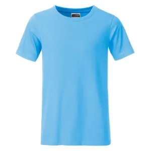 James & Nicholson Klasické chlapčenské tričko z biobavlny 8008B - Nebesky modrá | M