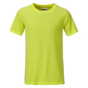 James & Nicholson Klasické chlapčenské tričko z biobavlny 8008B - Žlto-zelená | S