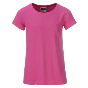 James & Nicholson Klasické dievčenské tričko z biobavlny 8007G - Ružová | S