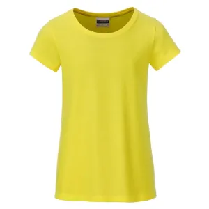 James & Nicholson Klasické dievčenské tričko z biobavlny 8007G - Žltá | XXL