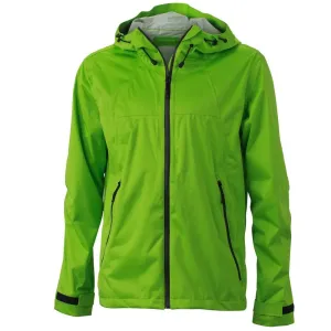 James & Nicholson Pánska softshellová bunda s kapucňou JN1098 - Jarná zelená / oceľovo šedá | XXL