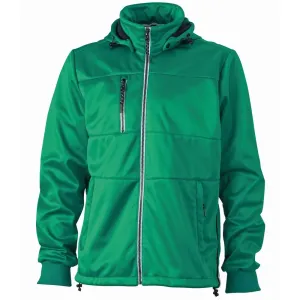 James & Nicholson Pánska športová softshellová bunda JN1078 - Írska zelená / tmavomodrá / biela | XXXL