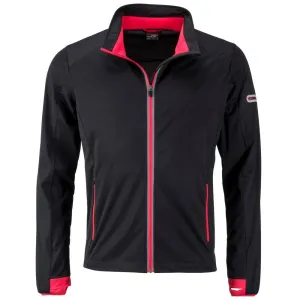 James & Nicholson Pánska športová softshellová bunda JN1126 - Čierna / svetločervená | XL