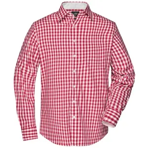 James & Nicholson Pánska kockovaná košeľa JN617 - Červená / biela | S #1390074