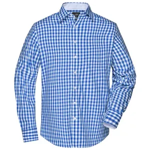 James & Nicholson Pánska kockovaná košeľa JN617 - Kráľovská modrá / biela | S #1390077