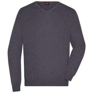 James & Nicholson Pánsky bavlnený sveter JN659 - Antracitový melír | S