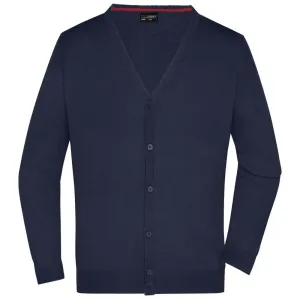 James & Nicholson Pánsky bavlnený sveter JN661 - Tmavomodrá | L #1392604