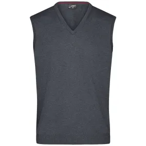 James & Nicholson Pánsky sveter bez rukávov JN657 - Antracitový melír | XL