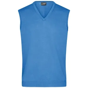James & Nicholson Pánsky sveter bez rukávov JN657 - Ľadovo modrá | XXL