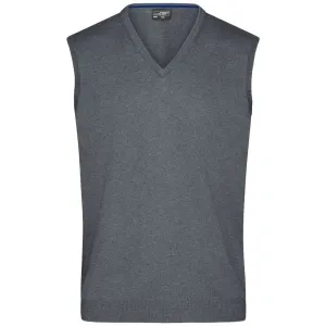 James & Nicholson Pánsky sveter bez rukávov JN657 - Šedý melír | M