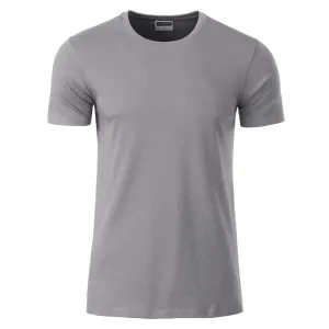 James & Nicholson Klasické pánske tričko z biobavlny 8008 - Oceľovo šedá | S