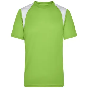 James & Nicholson Pánske bežecké tričko s krátkym rukávom JN397 - Limetkovo zelená / biela | M
