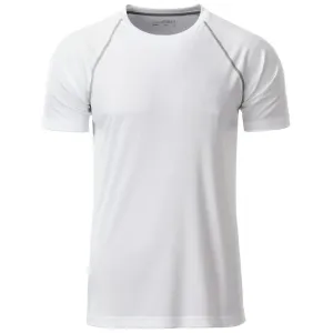 James & Nicholson Pánske funkčné tričko JN496 - Biela / strieborná | XXL #1390451