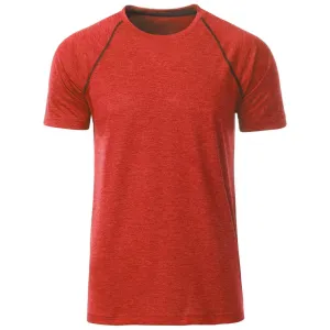 James & Nicholson Pánske funkčné tričko JN496 - Červený melír - titán | S