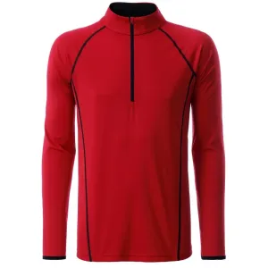 James & Nicholson Pánske funkčné tričko s dlhým rukávom JN498 - Červená / čierna | XL #1390179