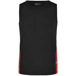James & Nicholson Pánske športové tričko bez rukávov JN305 - Čierna / červená | XL #1416025
