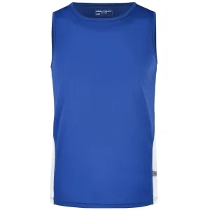 James & Nicholson Pánske športové tričko bez rukávov JN305 - Kráľovská modrá / biela | L #1389519