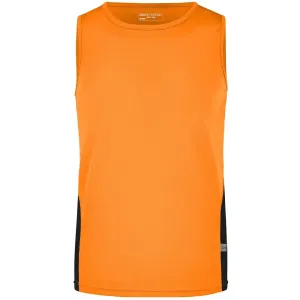 James & Nicholson Pánske športové tričko bez rukávov JN305 - Oranžová / čierna | XXXL