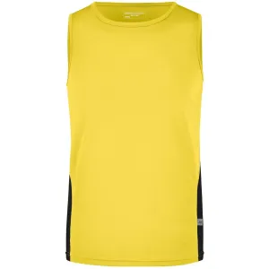 James & Nicholson Pánske športové tričko bez rukávov JN305 - Žltá / čierna | S #1389530