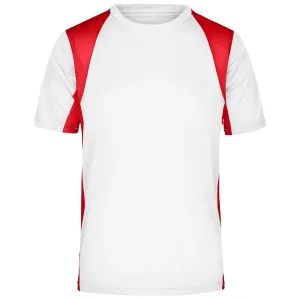 James & Nicholson Pánske športové tričko s krátkym rukávom JN306 - Biela / červená | S #1389275