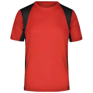 James & Nicholson Pánske športové tričko s krátkym rukávom JN306 - Červená / čierna | L #1406221