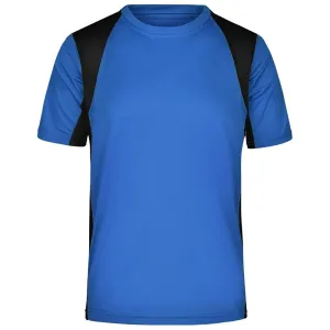James & Nicholson Pánske športové tričko s krátkym rukávom JN306 - Kráľovská modrá / čierna | XXXL