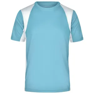 James & Nicholson Pánske športové tričko s krátkym rukávom JN306 - Oceán / biela | XXL #1389302