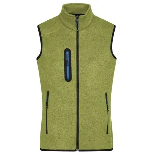 James & Nicholson Pánska vesta z pleteného fleecu JN774 - Kiwi melír / kráľovská modrá | XL